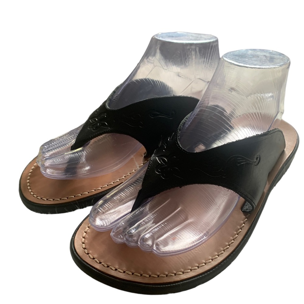 MUNRO SPORT Women’s Black Leather Thong Sculpted Collection Size 7 - Picture 4 of 13